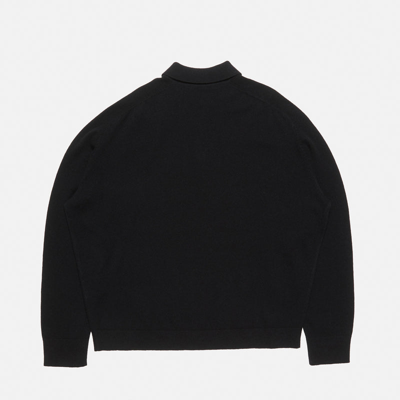 Acne Studios WOOL KNIT POLO, Black