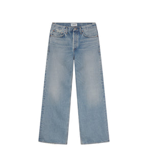 Light blue jeans on a white background