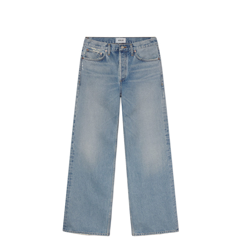 Light blue jeans on a white background