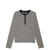 Anine Bing ALESSIA LONG SLEEVE TEE, Cream/Black Stripe