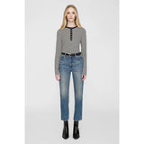 Anine Bing ALESSIA LONG SLEEVE TEE, Cream/Black Stripe