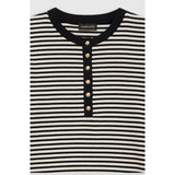 Anine Bing ALESSIA LONG SLEEVE TEE, Cream/Black Stripe