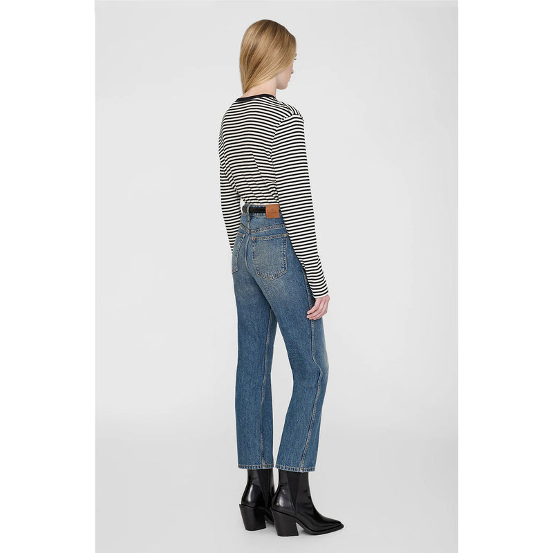 Anine Bing ALESSIA LONG SLEEVE TEE, Cream/Black Stripe