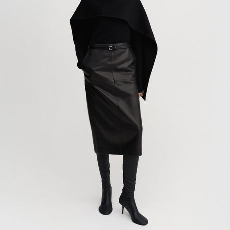Almada Label BIRDY LEATHER SKIRT, Black