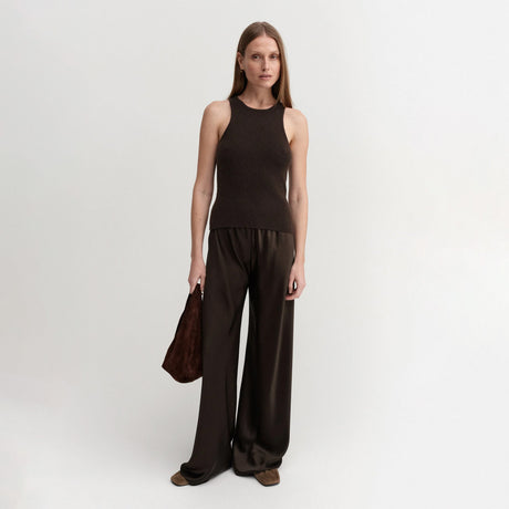 Almada Label BIAS SATIN PANTS, Chocolate