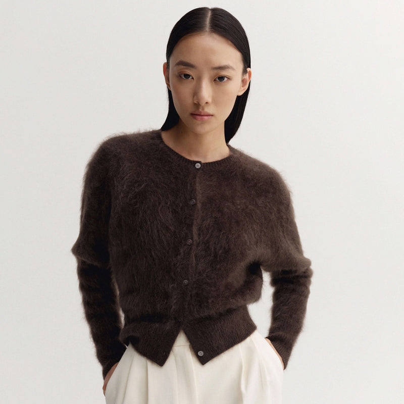 Almada Label COCO BRUSHED CARDIGAN, Chocolate