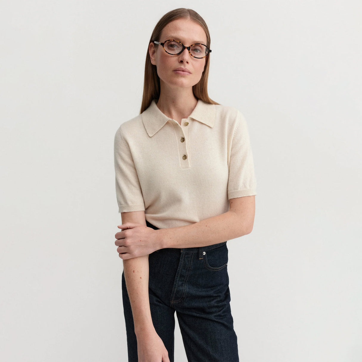 Almada Label ELLA COLLAR T-SHIRT, Vanilla