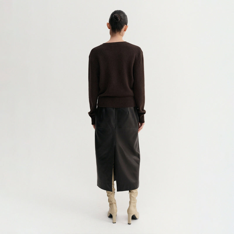 Almada Label GAELLE V-NECK SWEATER, Chocolate