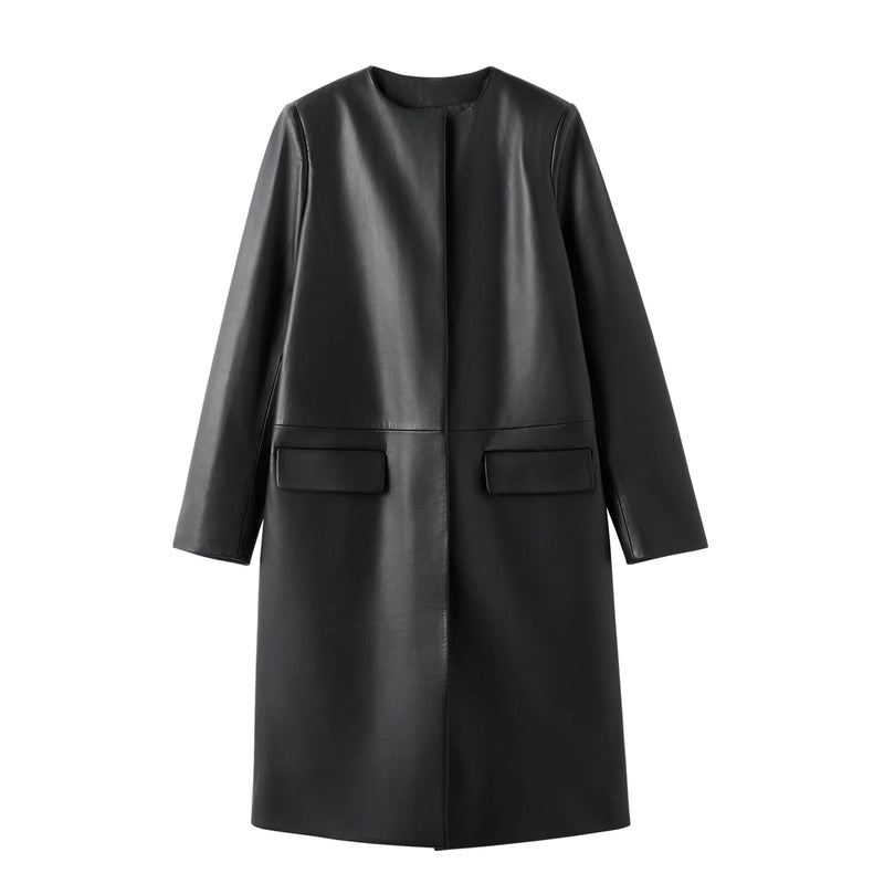 Almada Label GISELLE LEATHER COAT, Black