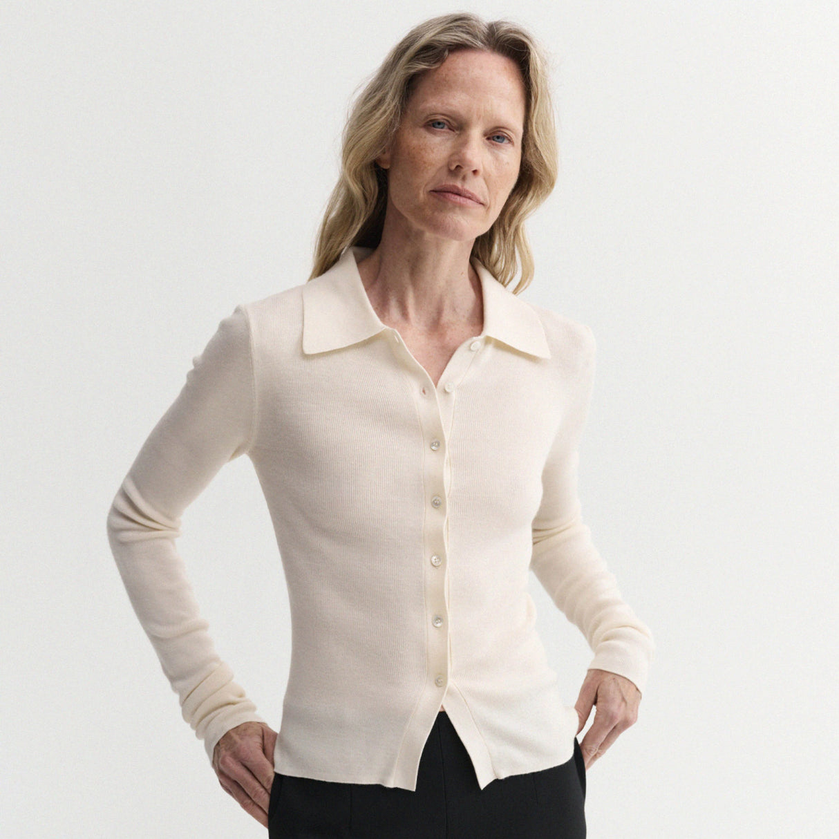 Almada Label LILI RIB CARDIGAN, Cream