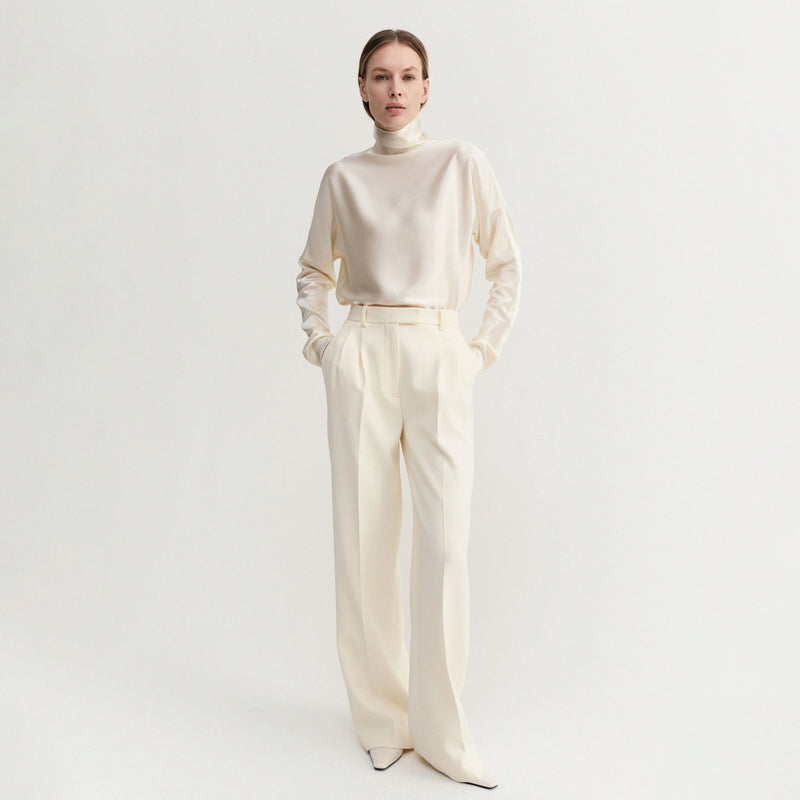 Almada Label MADDY SATIN BLOUSE, Vanilla