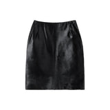 Almada Label NARA PONY LEATHER SKIRT, Black
