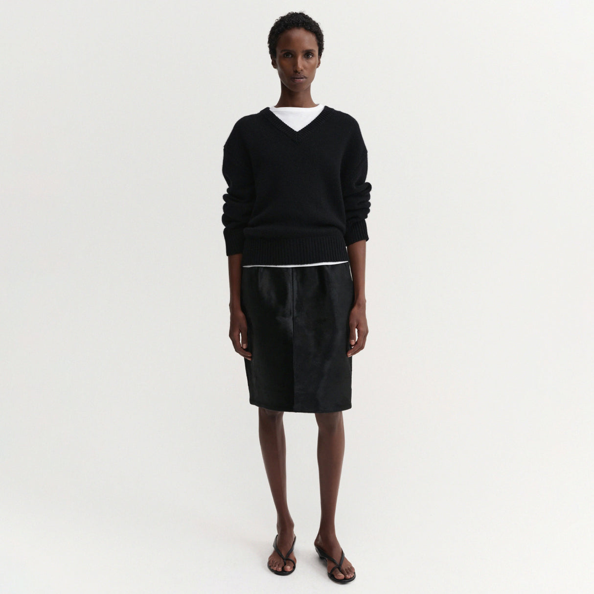 Almada Label NARA PONY LEATHER SKIRT, Black