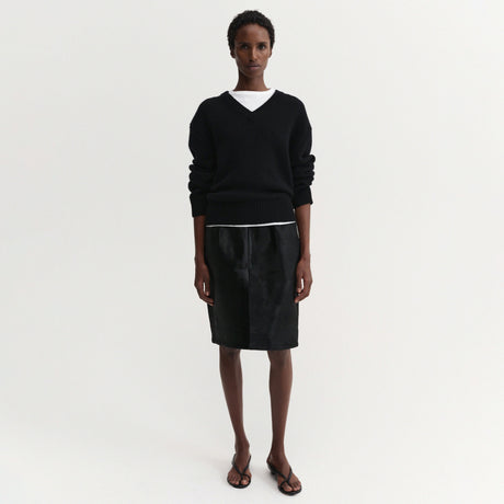 Almada Label NARA PONY LEATHER SKIRT, Black