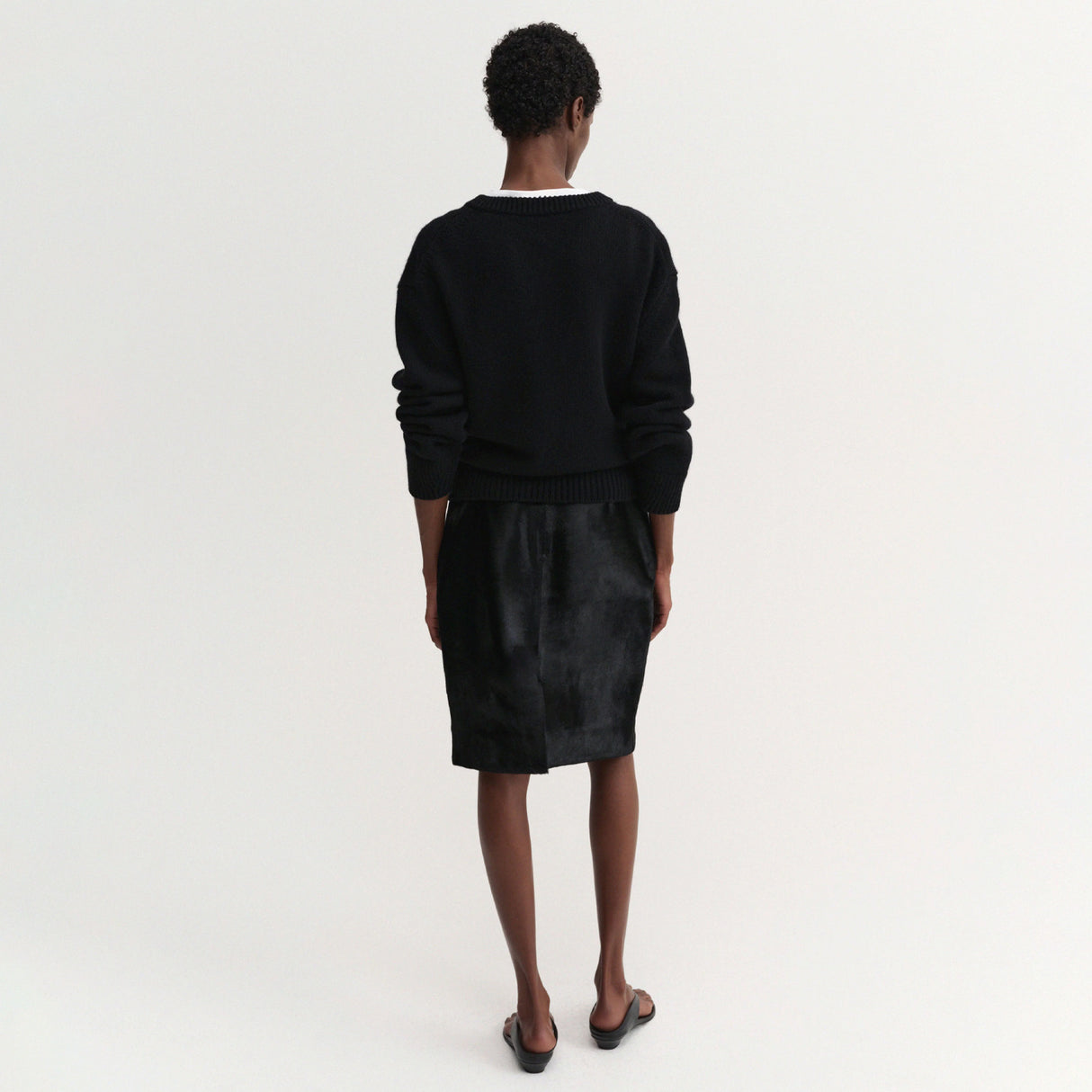 Almada Label NARA PONY LEATHER SKIRT, Black