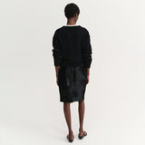 Almada Label NARA PONY LEATHER SKIRT, Black