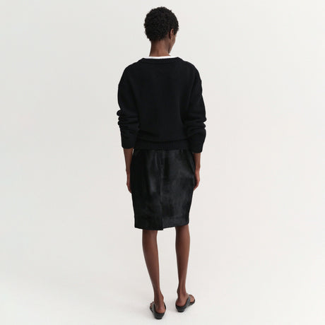 Almada Label NARA PONY LEATHER SKIRT, Black