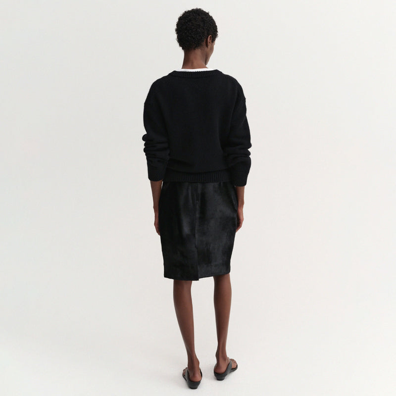 Almada Label NARA PONY LEATHER SKIRT, Black