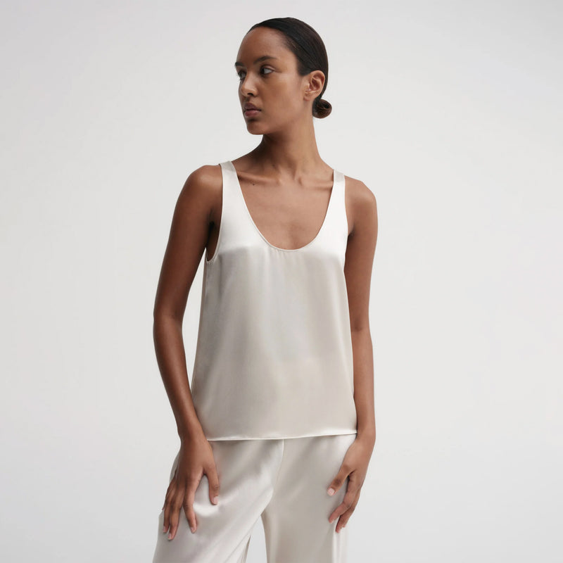 Almada Label ROMY SATIN TANK TOP, Pearl