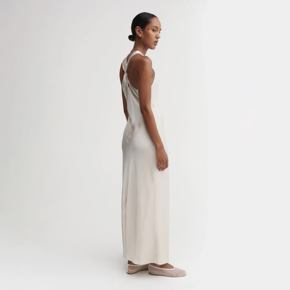 Almada Label ZILA SATIN DRESS, Pearl