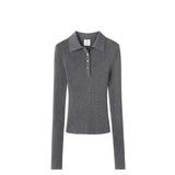 Gray long-sleeve polo shirt on a white background