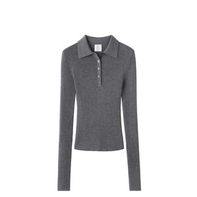 Gray long-sleeve polo shirt on a white background