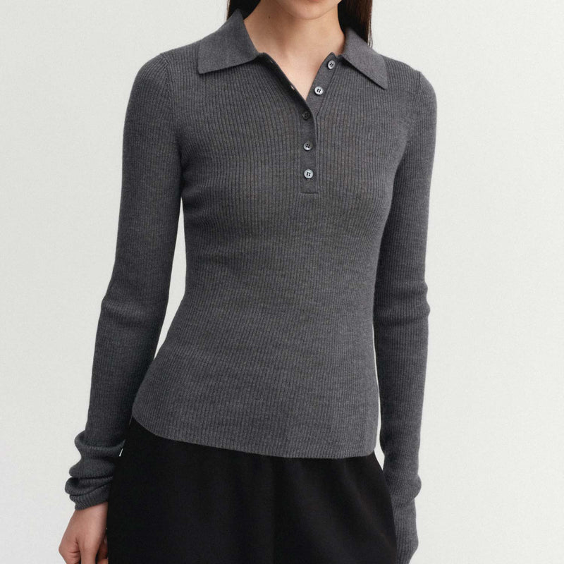 Almada Label JULES RIB TOP, Grey