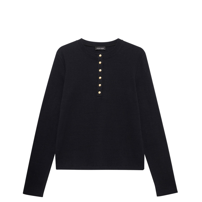 Anine Bing ALESSIA LS T-SHIRT, Black