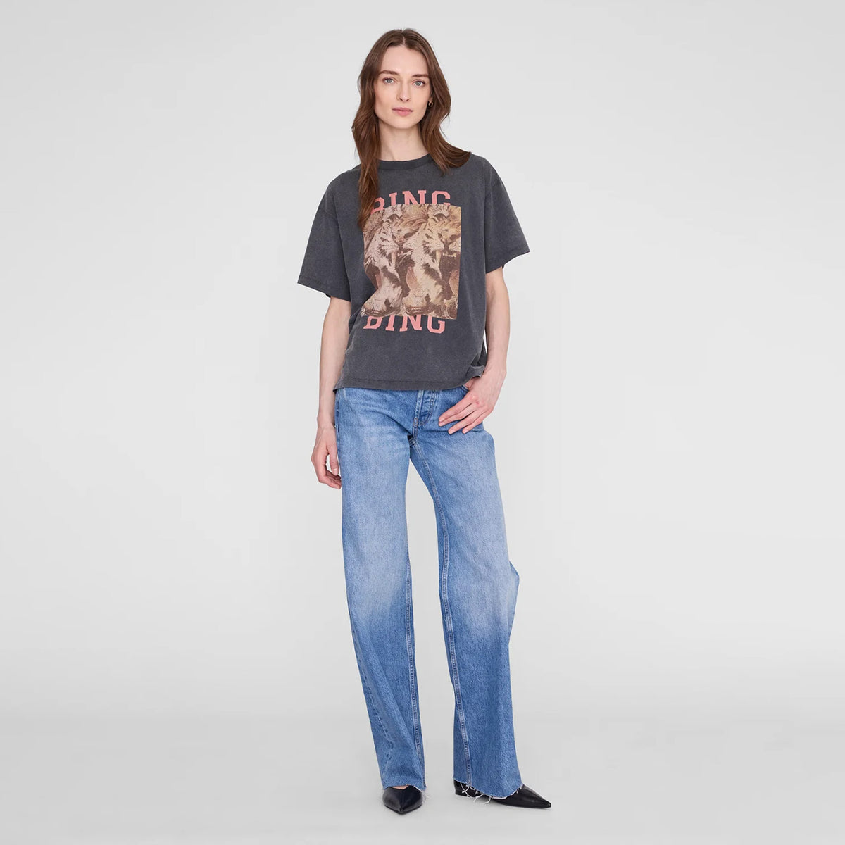 Anine Bing CADE TEE TIGER BING, Washed Black