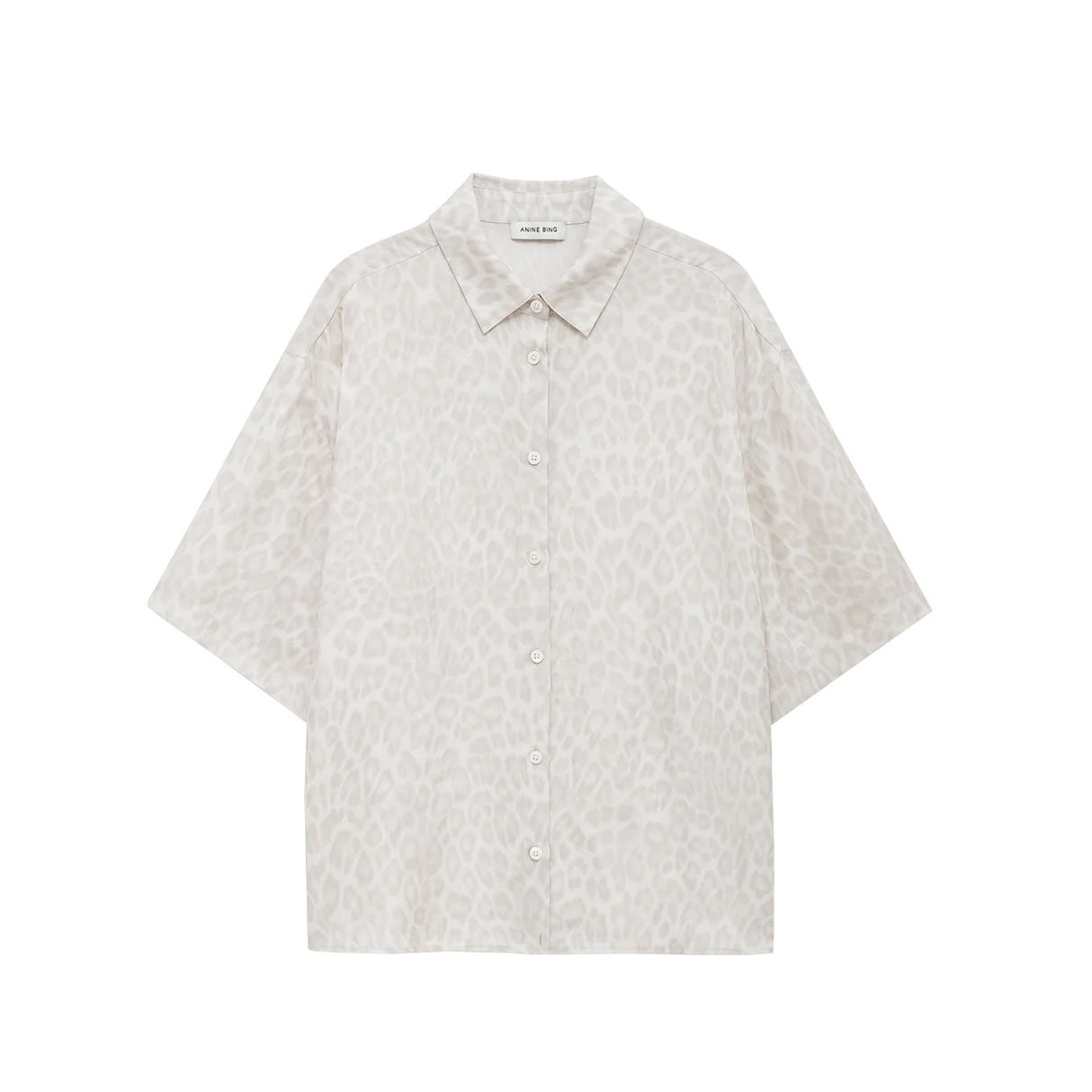 Anine Bing COCO SHIRT, White Washed Leopard