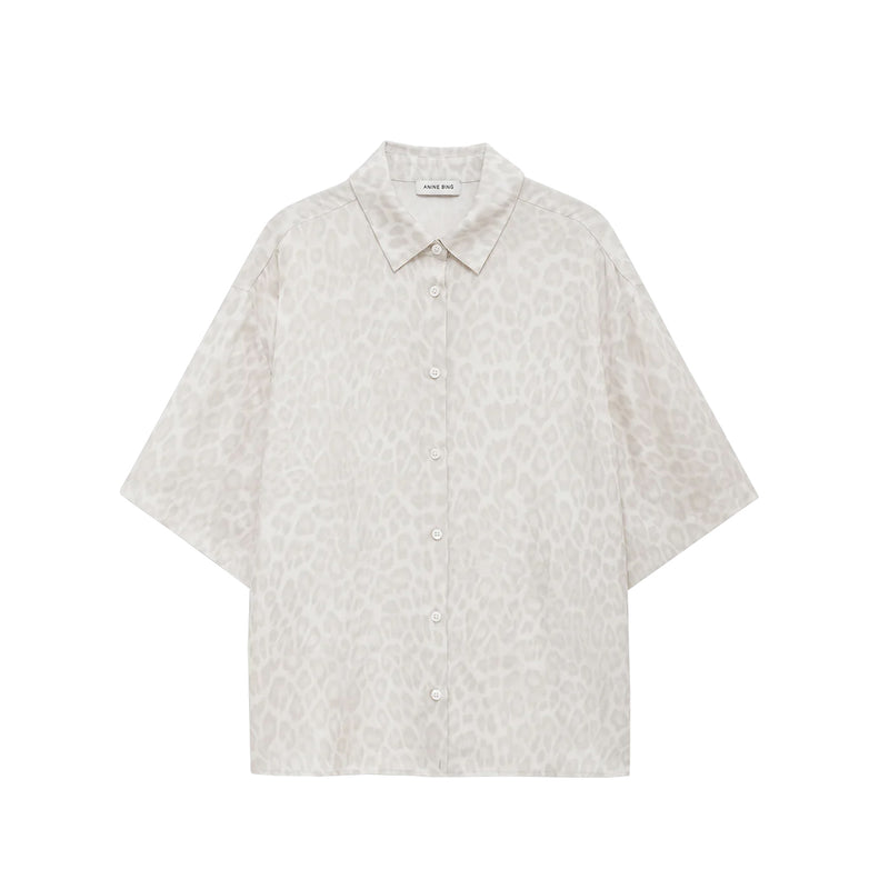 Anine Bing COCO SHIRT, White Washed Leopard