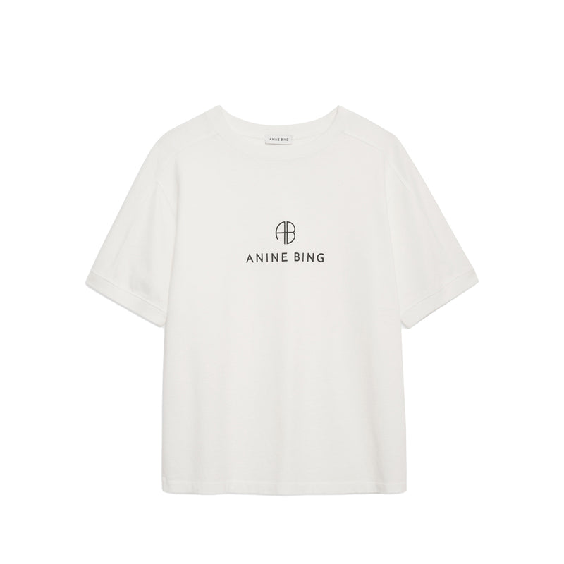 Anine Bing JAYLIN TEE MONOGRAM, Ivory