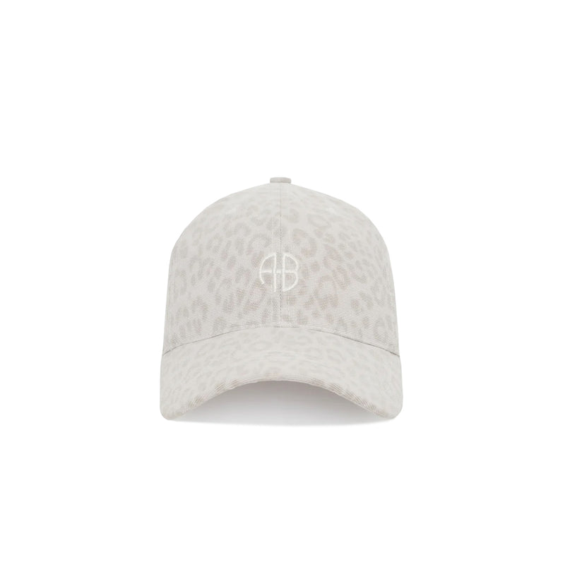 Anine Bing JEREMY BASEBALL CAP AB, Washed White Leopard