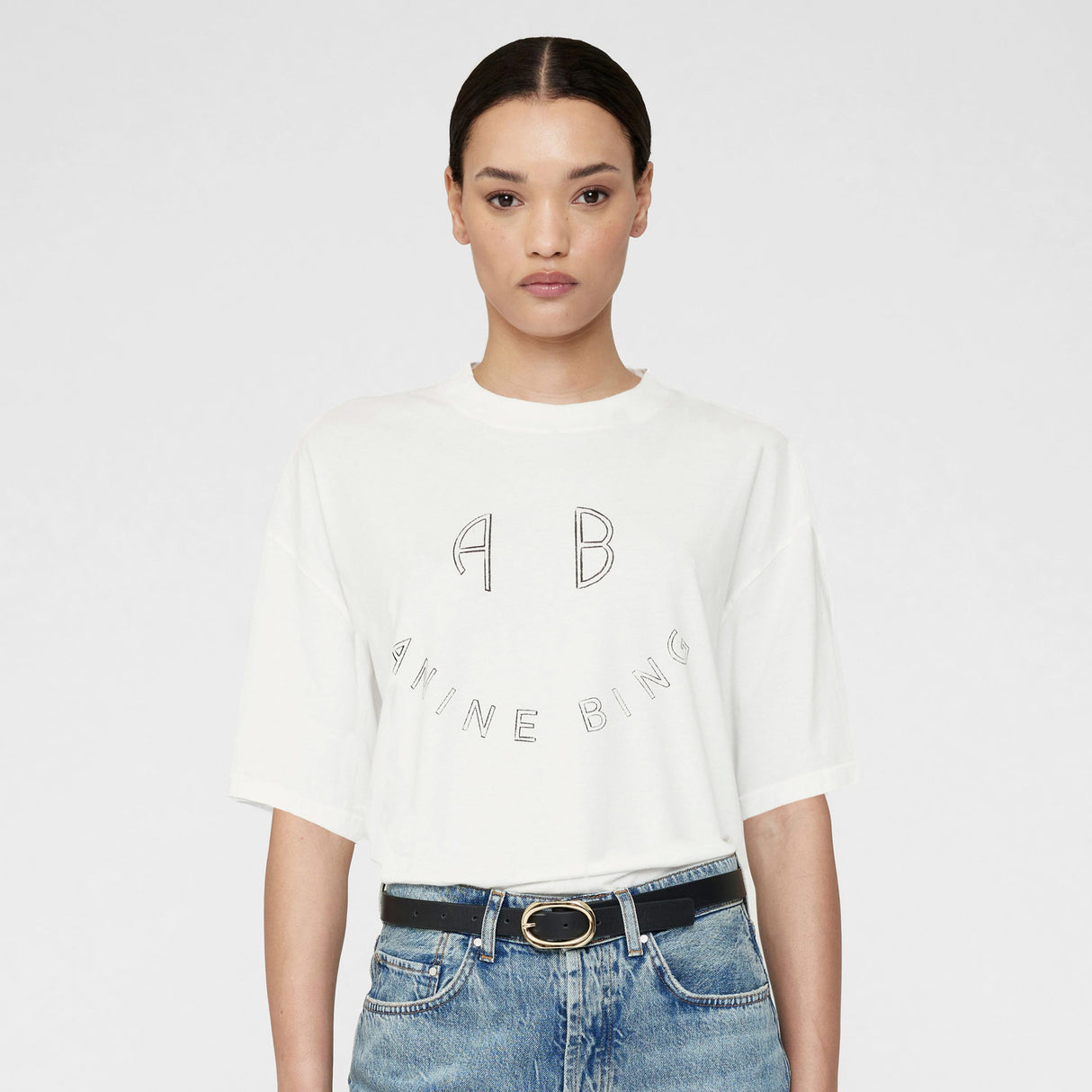 Anine Bing KENT TEE SMILEY, Ivory