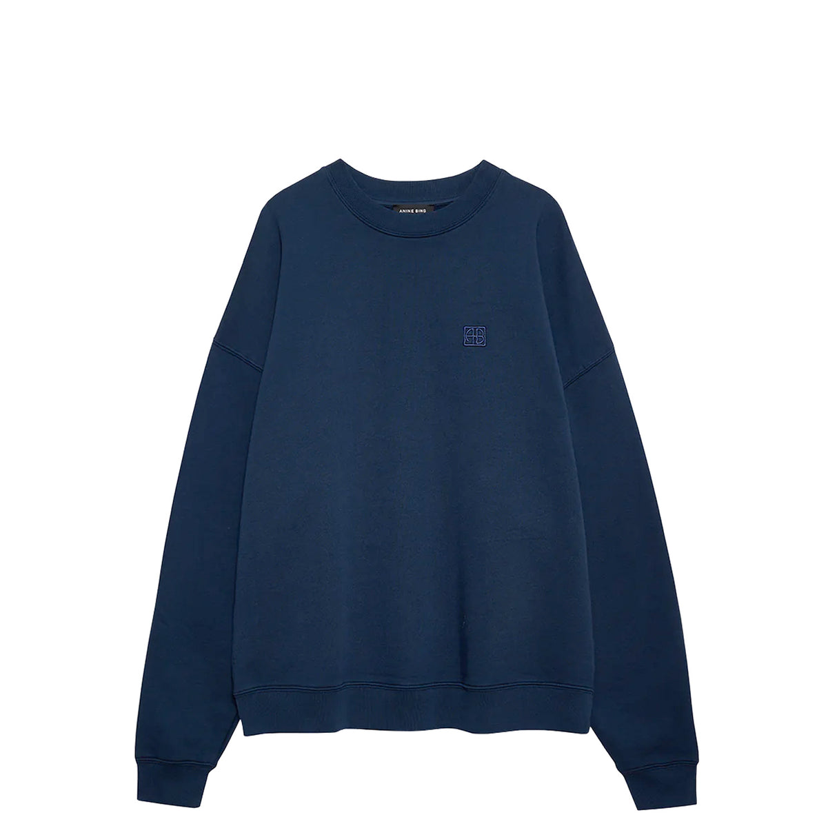 Anine Bing MILES SWEATSHIRT FRAMED MONOGRAM, Washed Navy