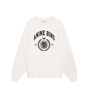 White sweatshirt with 'ANINE BING' logo on a white background