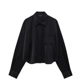 Anine Bing SCOTT CROPPED SHIRT, Black