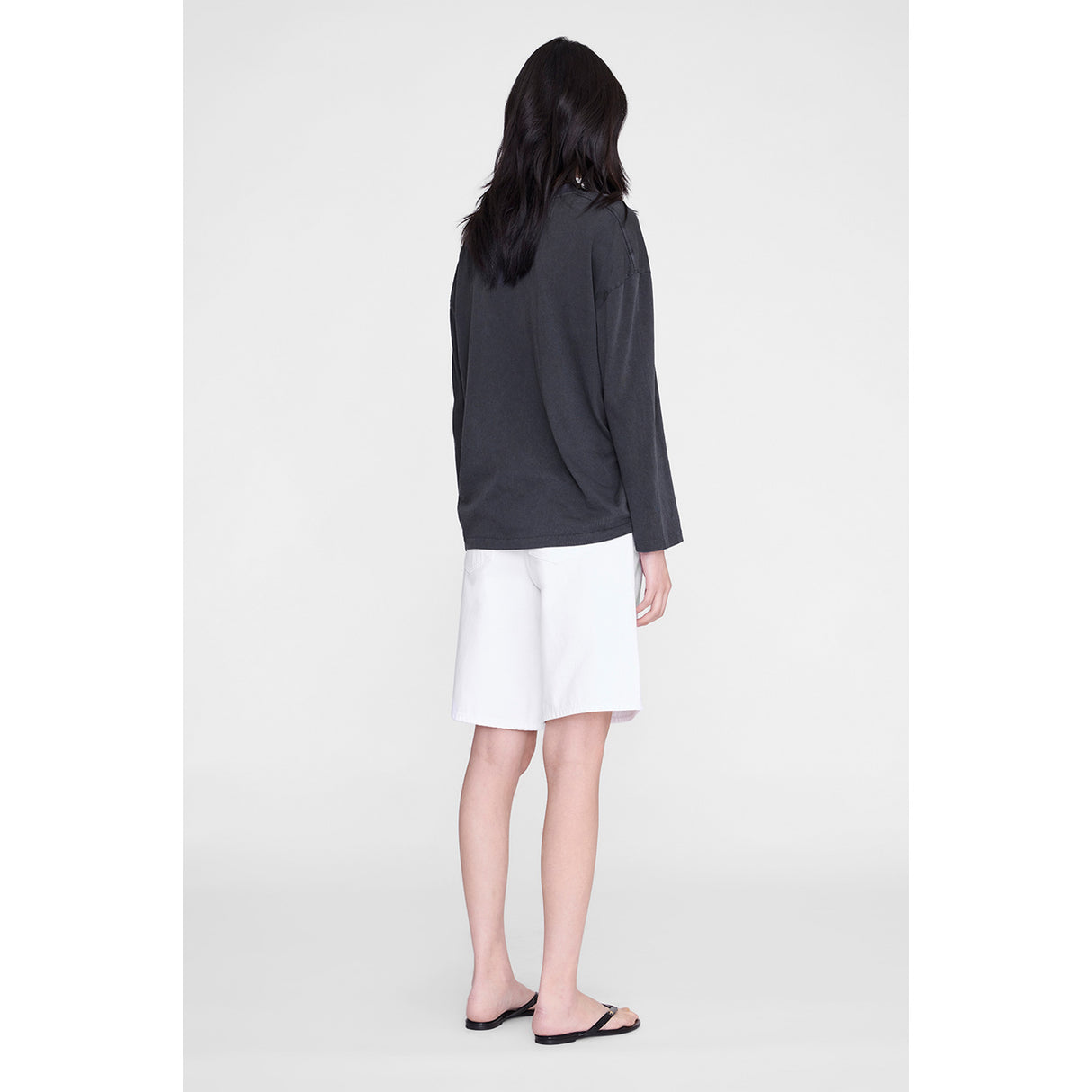 Anine Bing IVAN LONG SLEEVE PARIS STENCIL, Washed Black