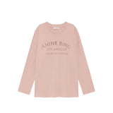 Pink long-sleeve shirt with 'Anine Bing Los Angeles' text on a white background