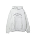 Gray hoodie with text on a white background
