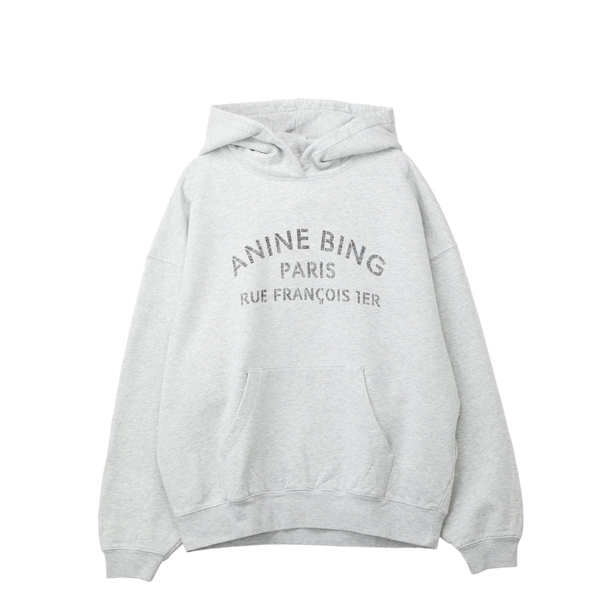 Gray hoodie with text on a white background