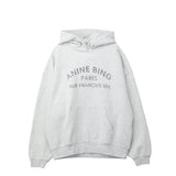 Gray hoodie with text on a white background