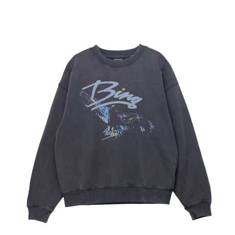 Dark gray sweatshirt with graphic design on a white background