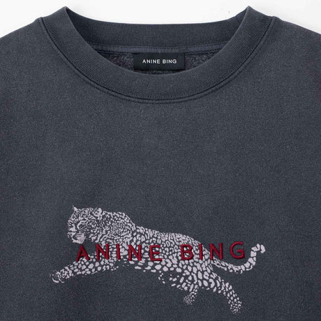 Anine Bing SPENCER SWEATSHIRT LEOPARD, Black