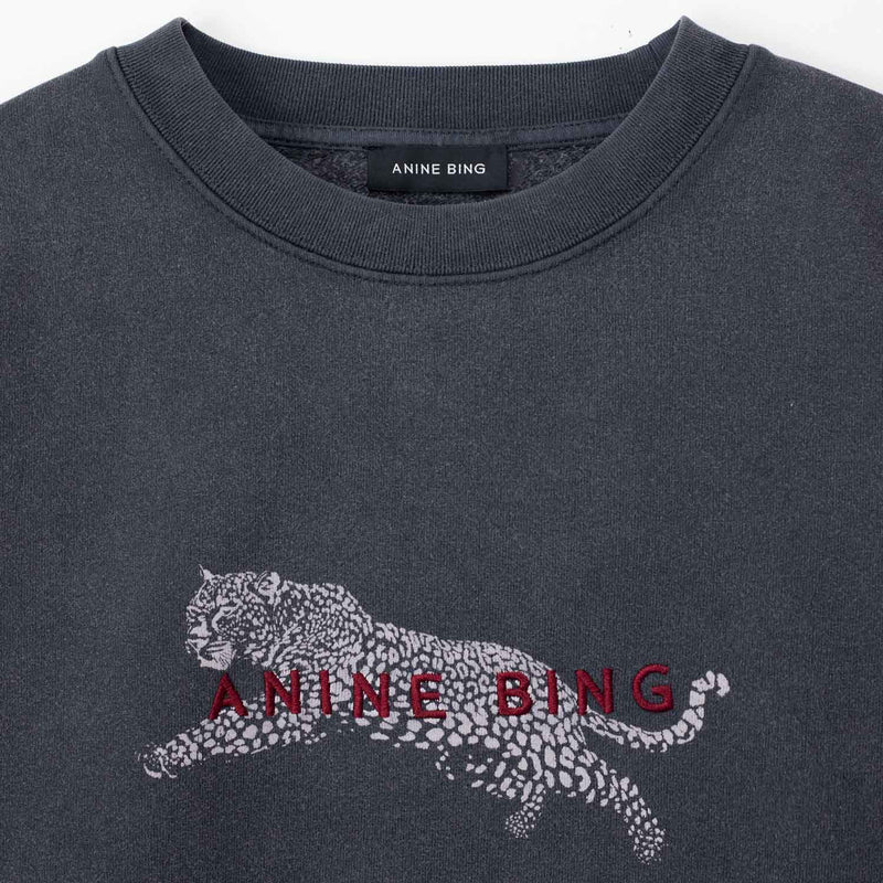 Anine Bing SPENCER SWEATSHIRT LEOPARD, Black