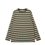 Auralee GRADIENT STRIPE JERSEY L/S T-SHIRT, Fade Brown Stripe