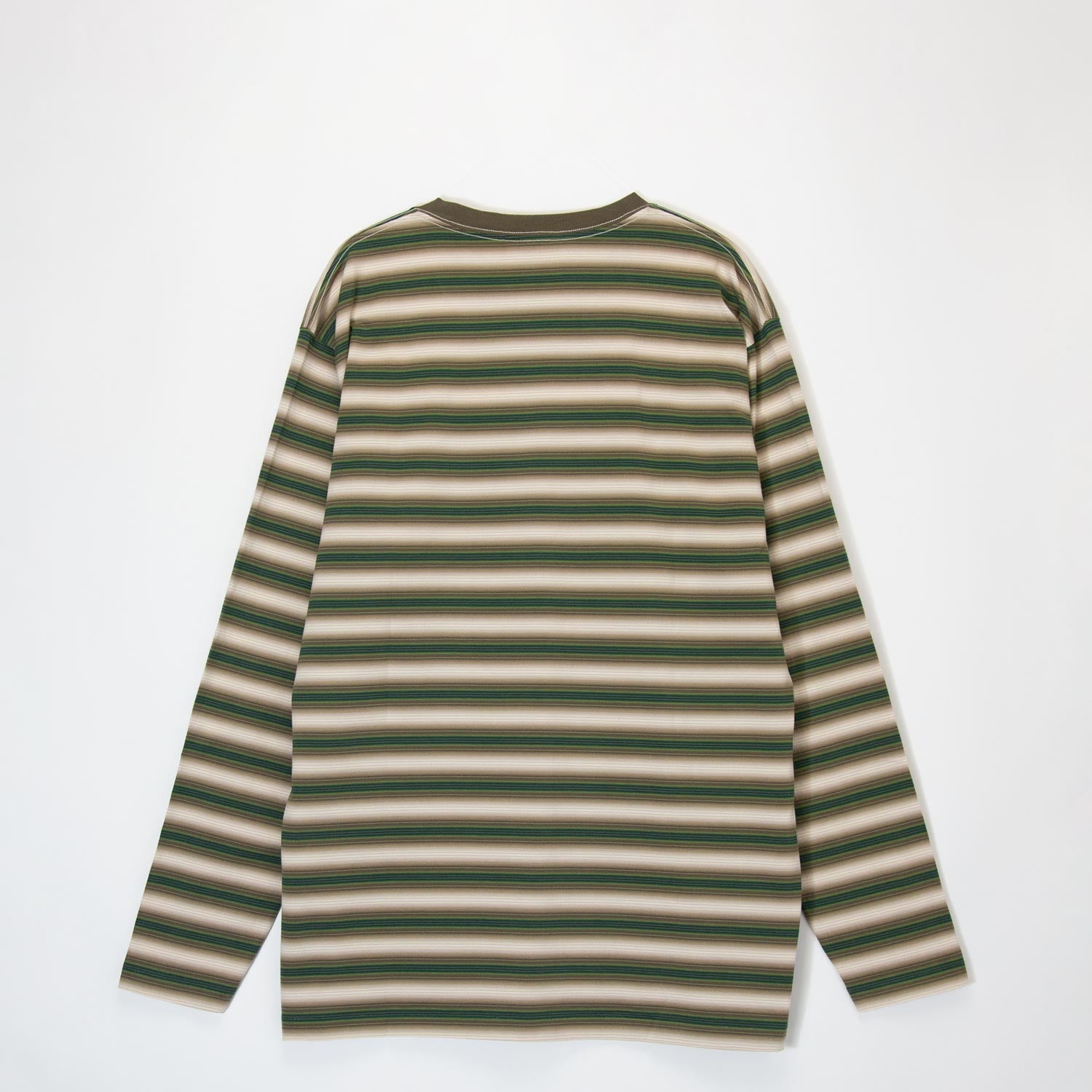 Auralee GRADIENT STRIPE JERSEY L/S T-SHIRT, Fade Brown Stripe