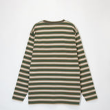 Auralee GRADIENT STRIPE JERSEY L/S T-SHIRT, Fade Brown Stripe