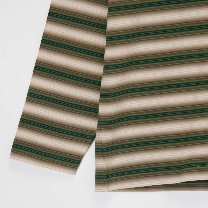 Auralee GRADIENT STRIPE JERSEY L/S T-SHIRT, Fade Brown Stripe