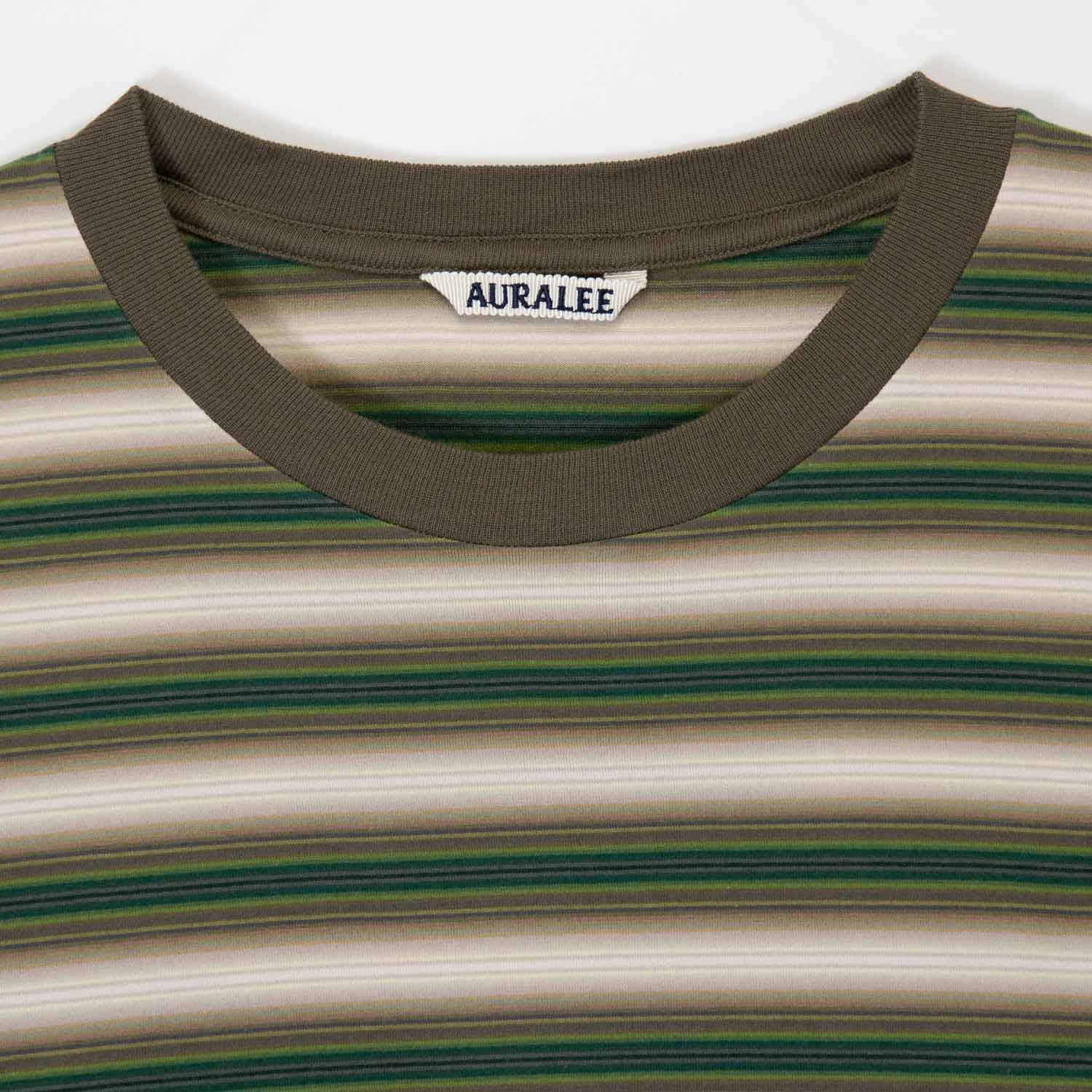 Auralee GRADIENT STRIPE JERSEY L/S T-SHIRT, Fade Brown Stripe